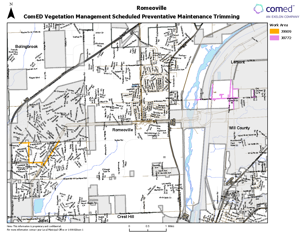 Romeoville Trim Cycle Map fpr Com Ed Tree Trimming