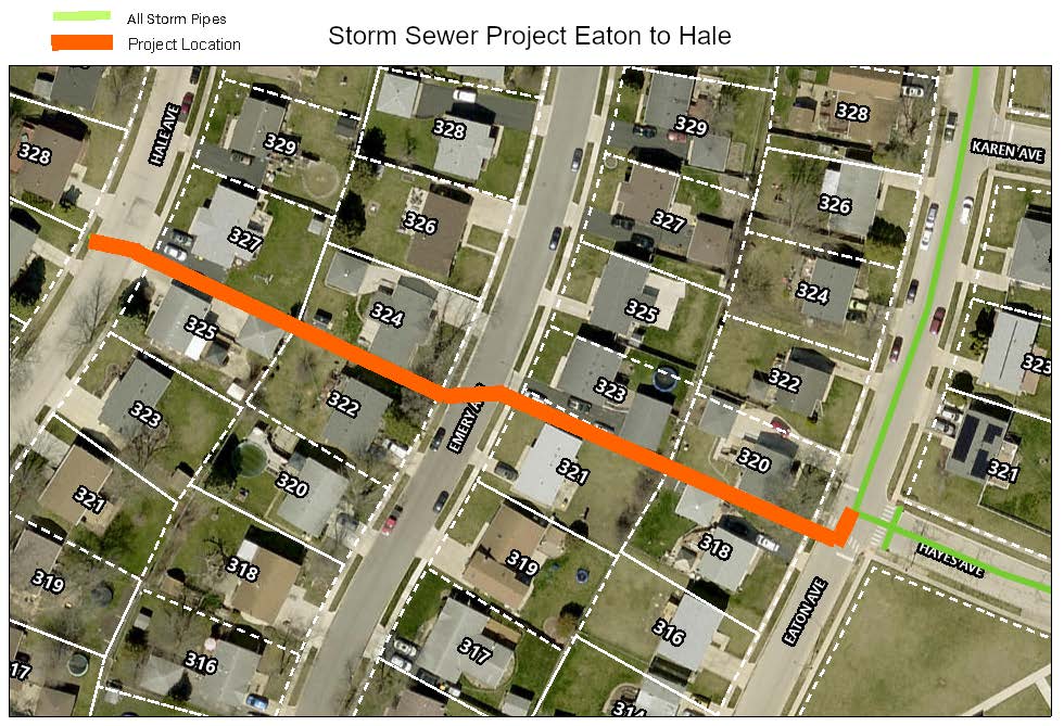 Eaton-Hale Storm Sewer Lining Map 